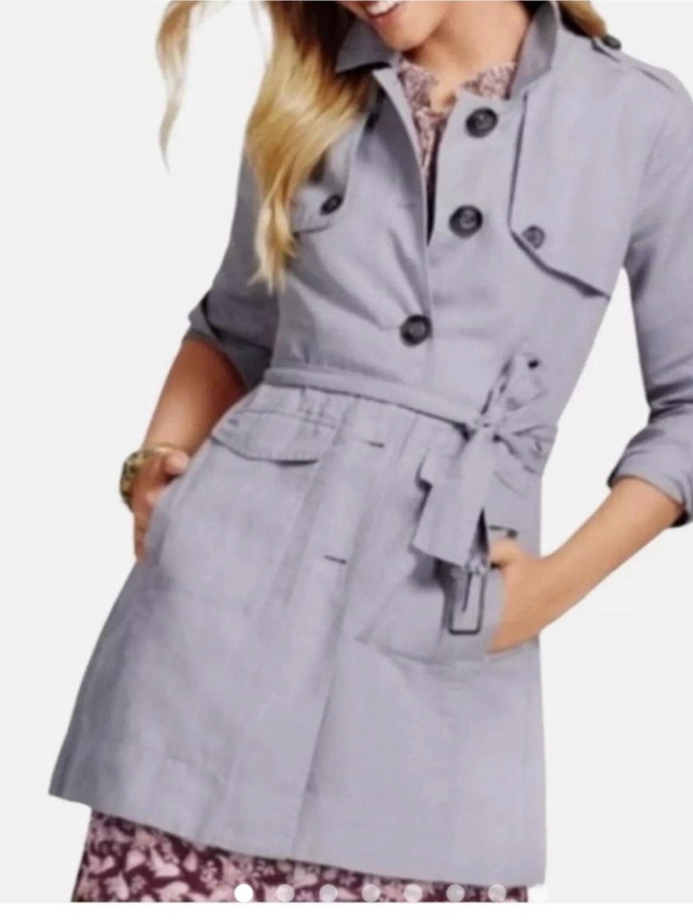 Cabi Tanner Trench Jacket XS Silver Lake Gray Utility Coat NWT No Belt